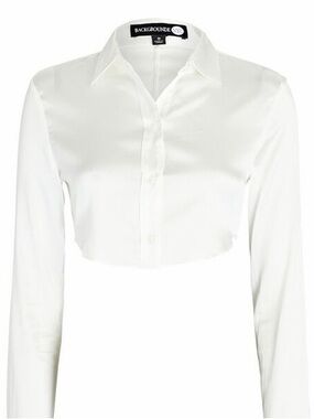 Backgrounde nyc cropped silk button down blouse